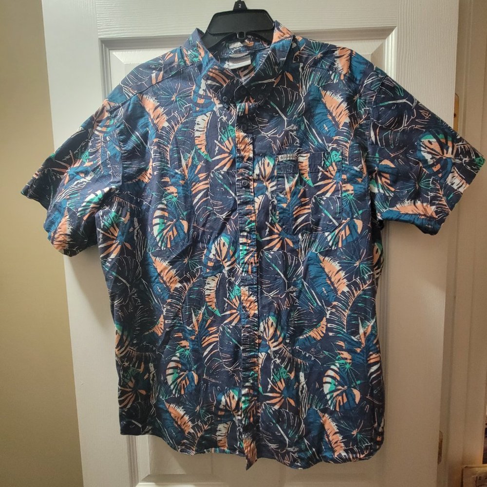 Columbia Mens Shirt, Size XL Topical Hawaiian FloraButton Down Shirt